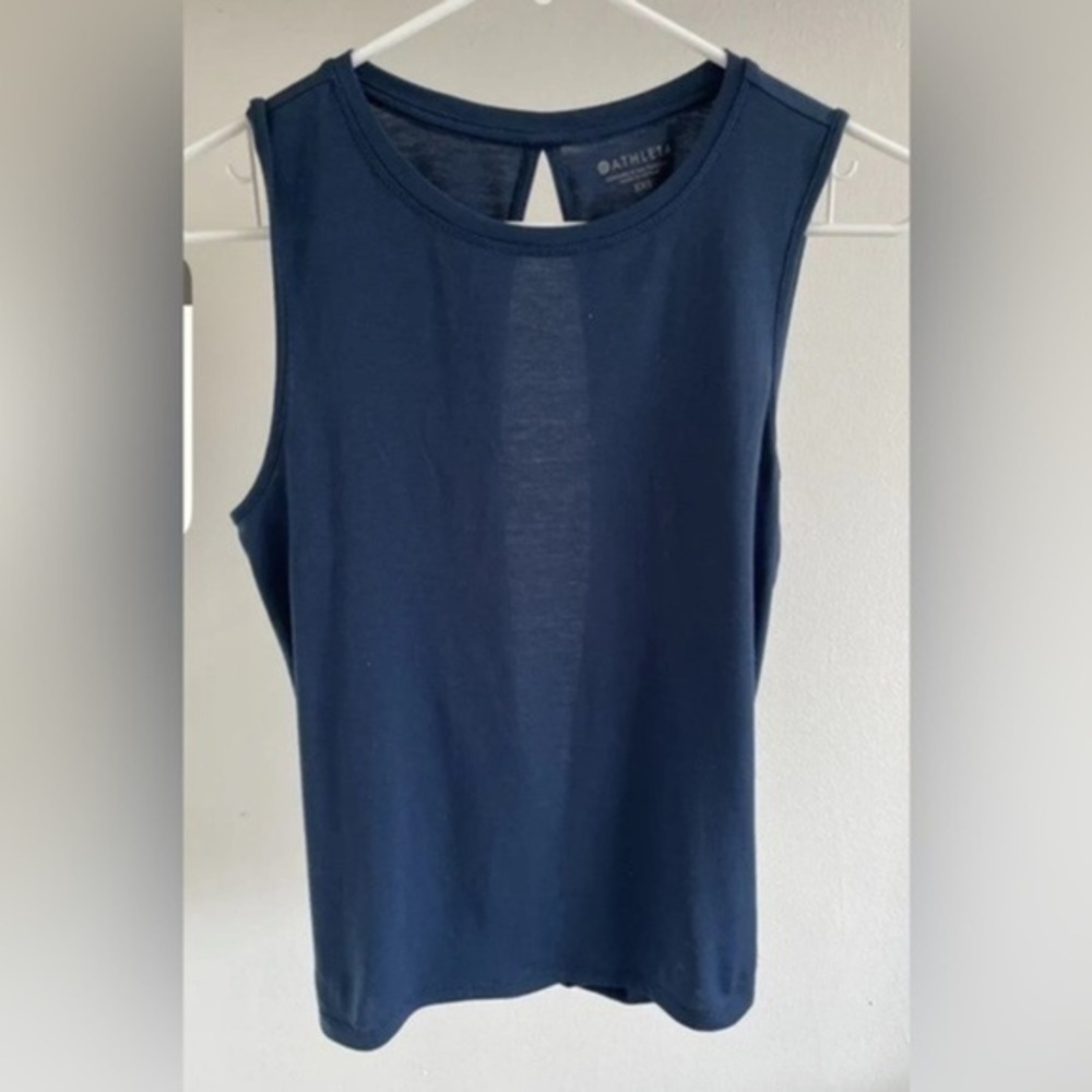 Athleta Essence Open Back Tank Top Navy Blue (XS)